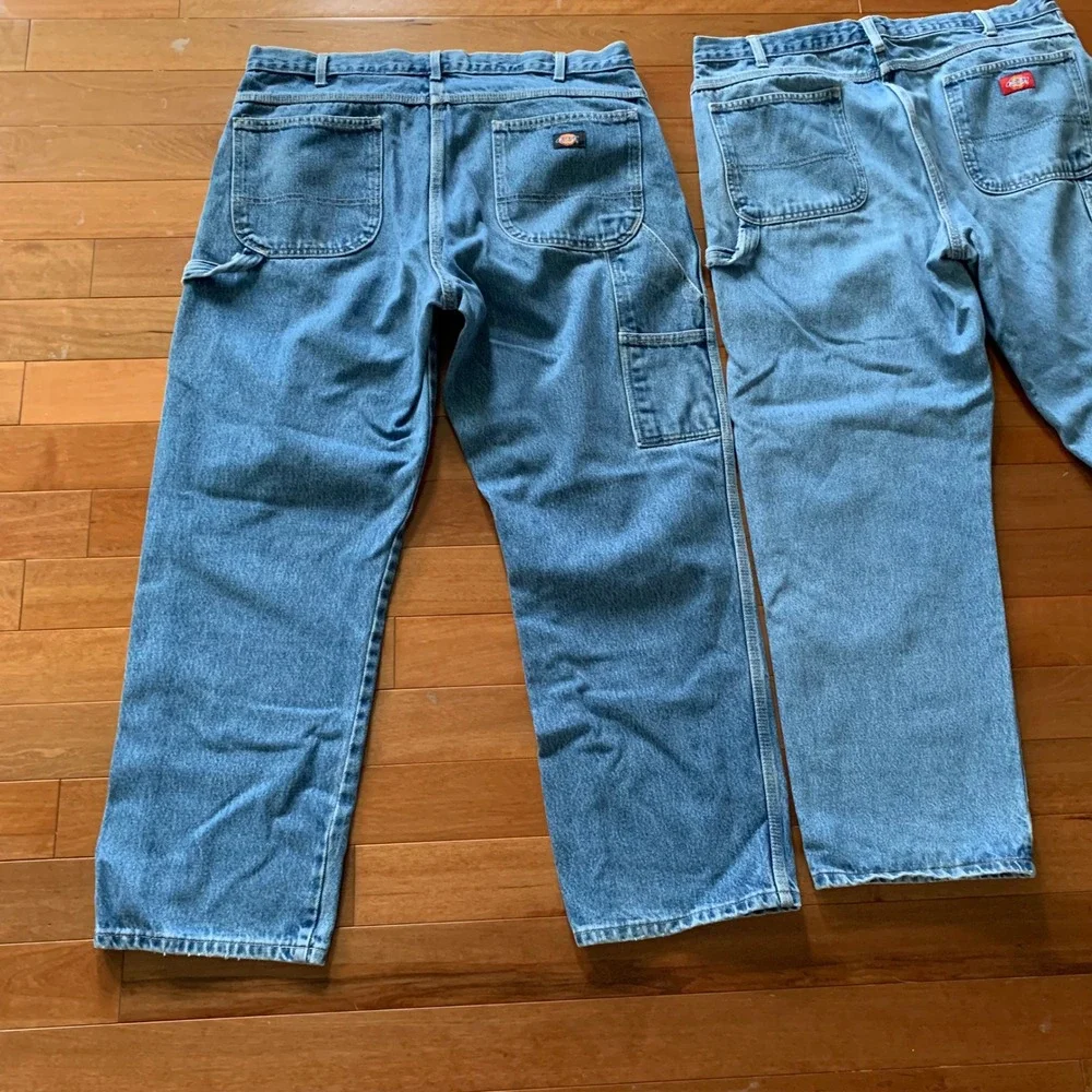 Dickies Carpenter Jeans Mens 38x30 Relaxed Fit Blue Denim Work Pants Lot 2